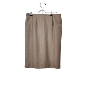Calvin Klein Beige & White Pinstriped Pencil Skirt | Size 6P